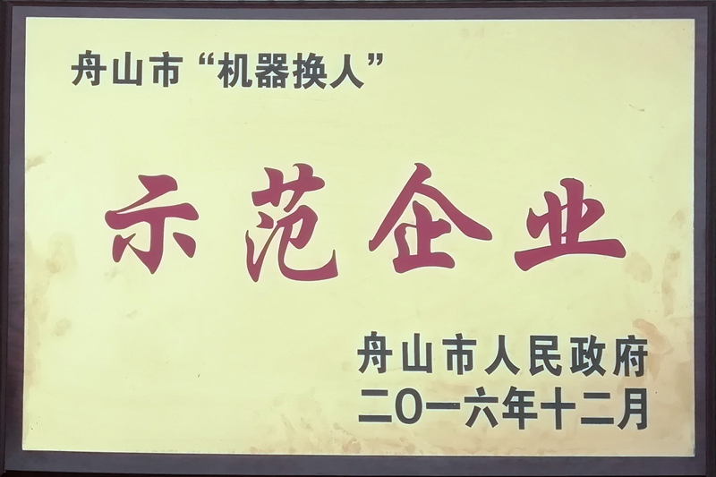 舟山市人民政府机器换人示范企业（2016）